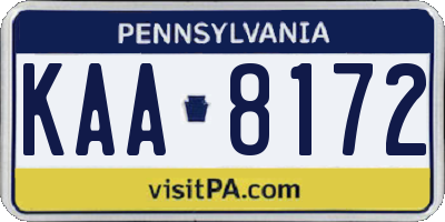 PA license plate KAA8172