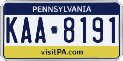 PA license plate KAA8191