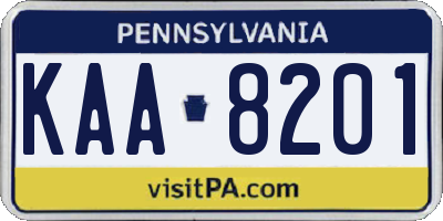 PA license plate KAA8201