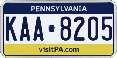 PA license plate KAA8205