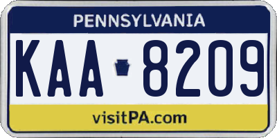 PA license plate KAA8209