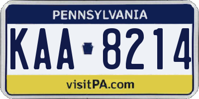 PA license plate KAA8214