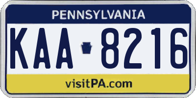 PA license plate KAA8216