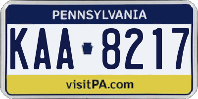 PA license plate KAA8217