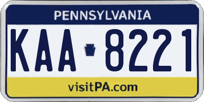 PA license plate KAA8221