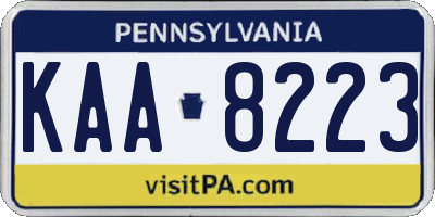PA license plate KAA8223