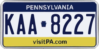 PA license plate KAA8227