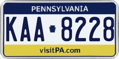 PA license plate KAA8228