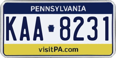 PA license plate KAA8231