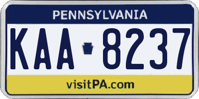 PA license plate KAA8237
