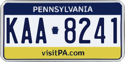 PA license plate KAA8241