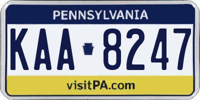 PA license plate KAA8247