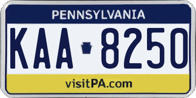 PA license plate KAA8250