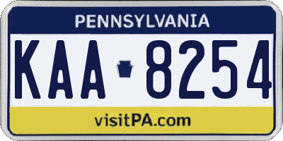 PA license plate KAA8254
