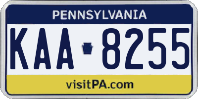PA license plate KAA8255