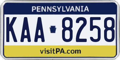 PA license plate KAA8258