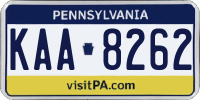 PA license plate KAA8262