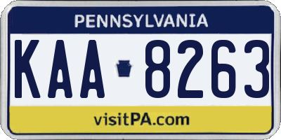 PA license plate KAA8263