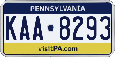 PA license plate KAA8293