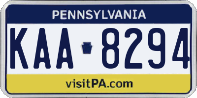 PA license plate KAA8294