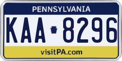 PA license plate KAA8296
