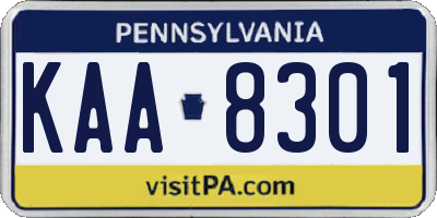 PA license plate KAA8301