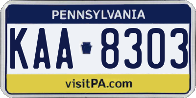 PA license plate KAA8303