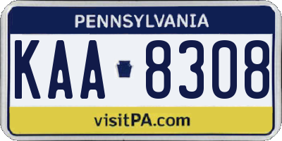 PA license plate KAA8308