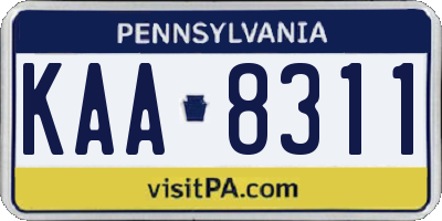 PA license plate KAA8311