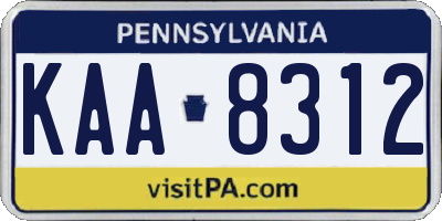 PA license plate KAA8312