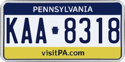 PA license plate KAA8318