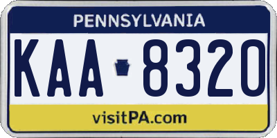 PA license plate KAA8320