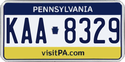 PA license plate KAA8329