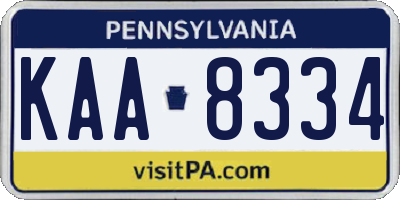 PA license plate KAA8334