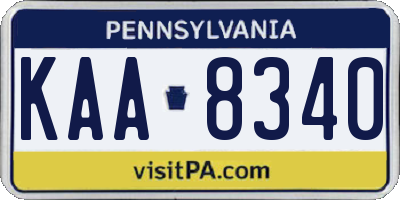 PA license plate KAA8340