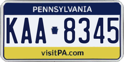 PA license plate KAA8345