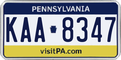 PA license plate KAA8347