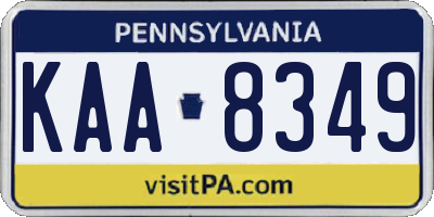 PA license plate KAA8349