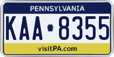 PA license plate KAA8355