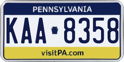 PA license plate KAA8358