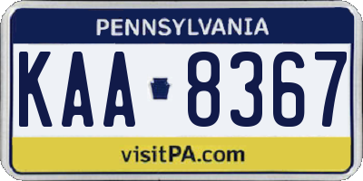 PA license plate KAA8367