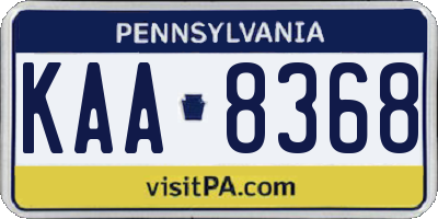 PA license plate KAA8368