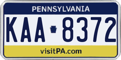 PA license plate KAA8372