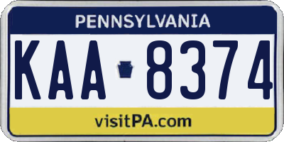 PA license plate KAA8374