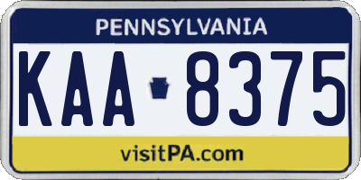 PA license plate KAA8375