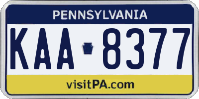PA license plate KAA8377
