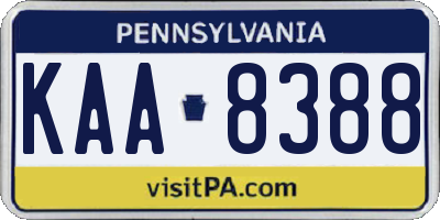 PA license plate KAA8388