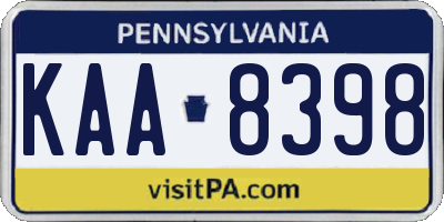 PA license plate KAA8398