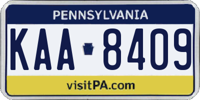 PA license plate KAA8409