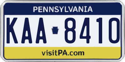 PA license plate KAA8410